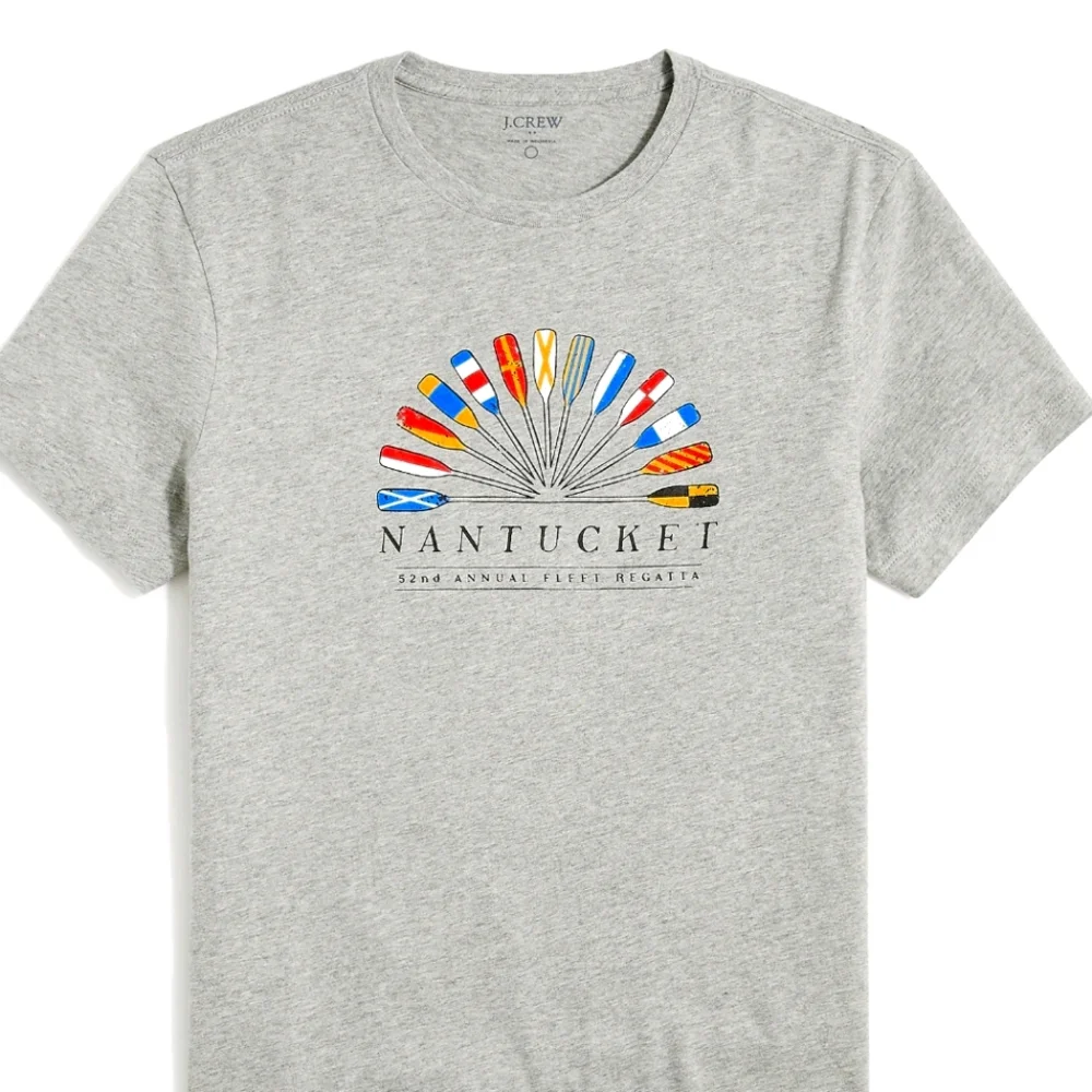 New! J. Crew sz XL X-Large Nantucket Oars Graphic Gray T-shirt Top NWT